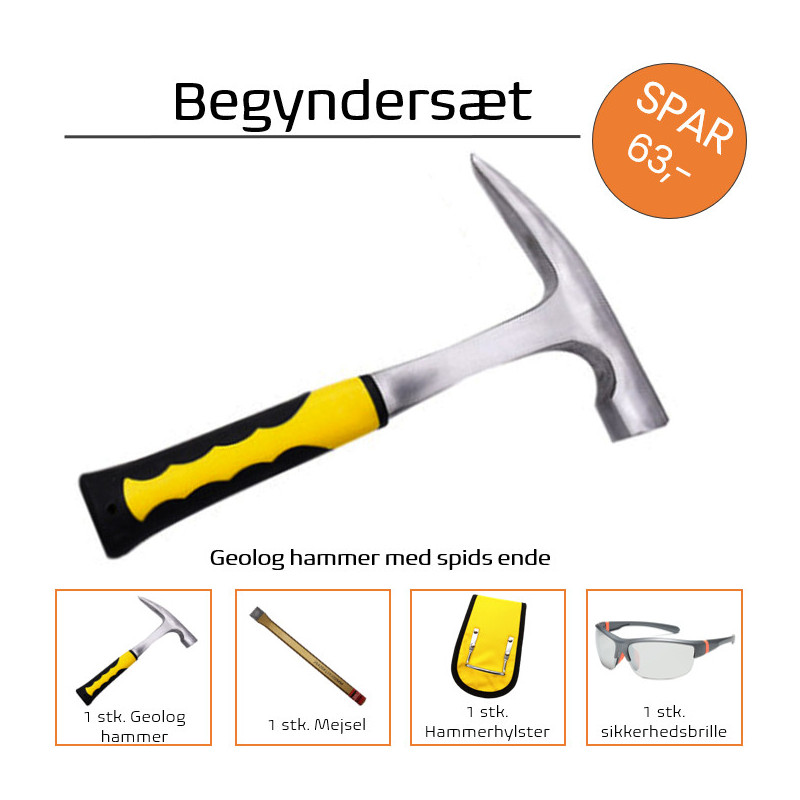 Begyndersæt til fossil- og sten- og krystaljagt